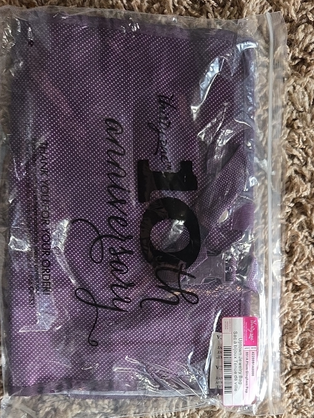 thirty-one Plum Gingham Pop Jewelry Bag NWT